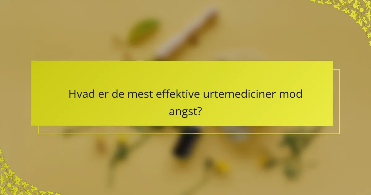 Hvad er de mest effektive urtemediciner mod angst?