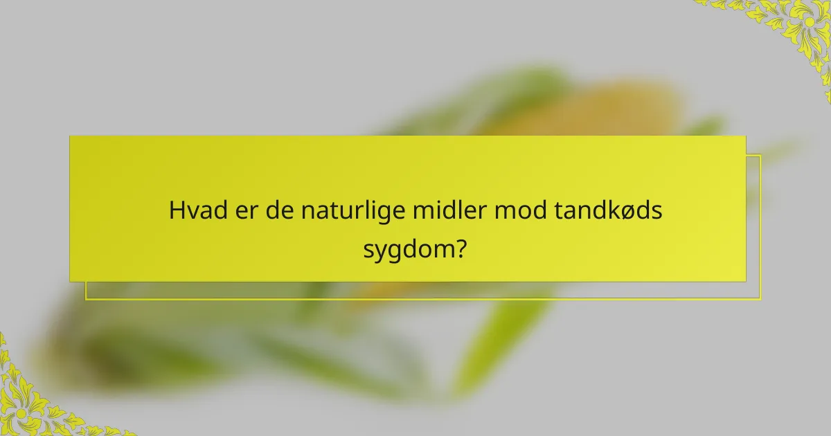 Hvad er de naturlige midler mod tandkøds sygdom?
