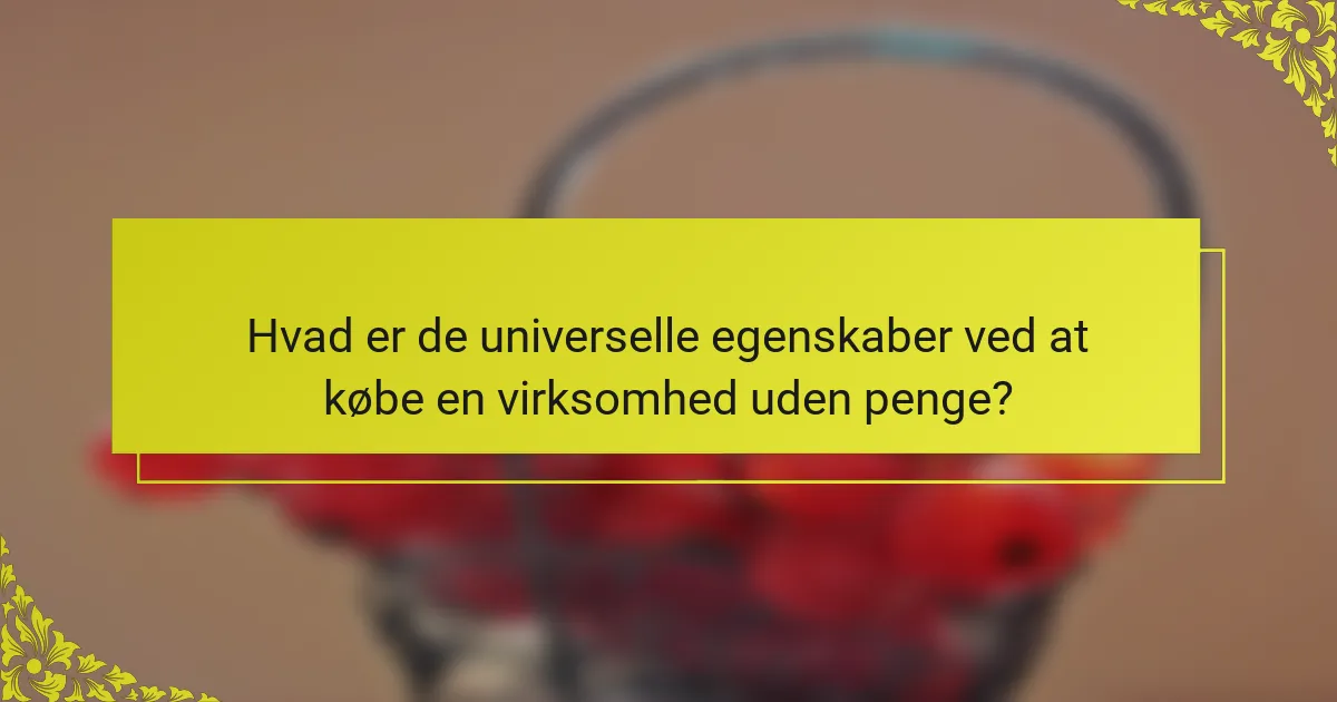 Hvad er de universelle egenskaber ved at købe en virksomhed uden penge?